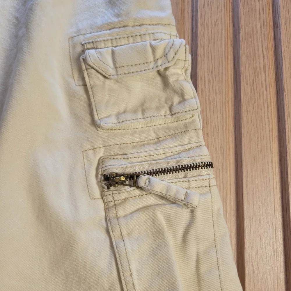 Iron Co. Mens Cream Cotton Twill Cargo Shorts Multi Pocket Utility Workwear 30
